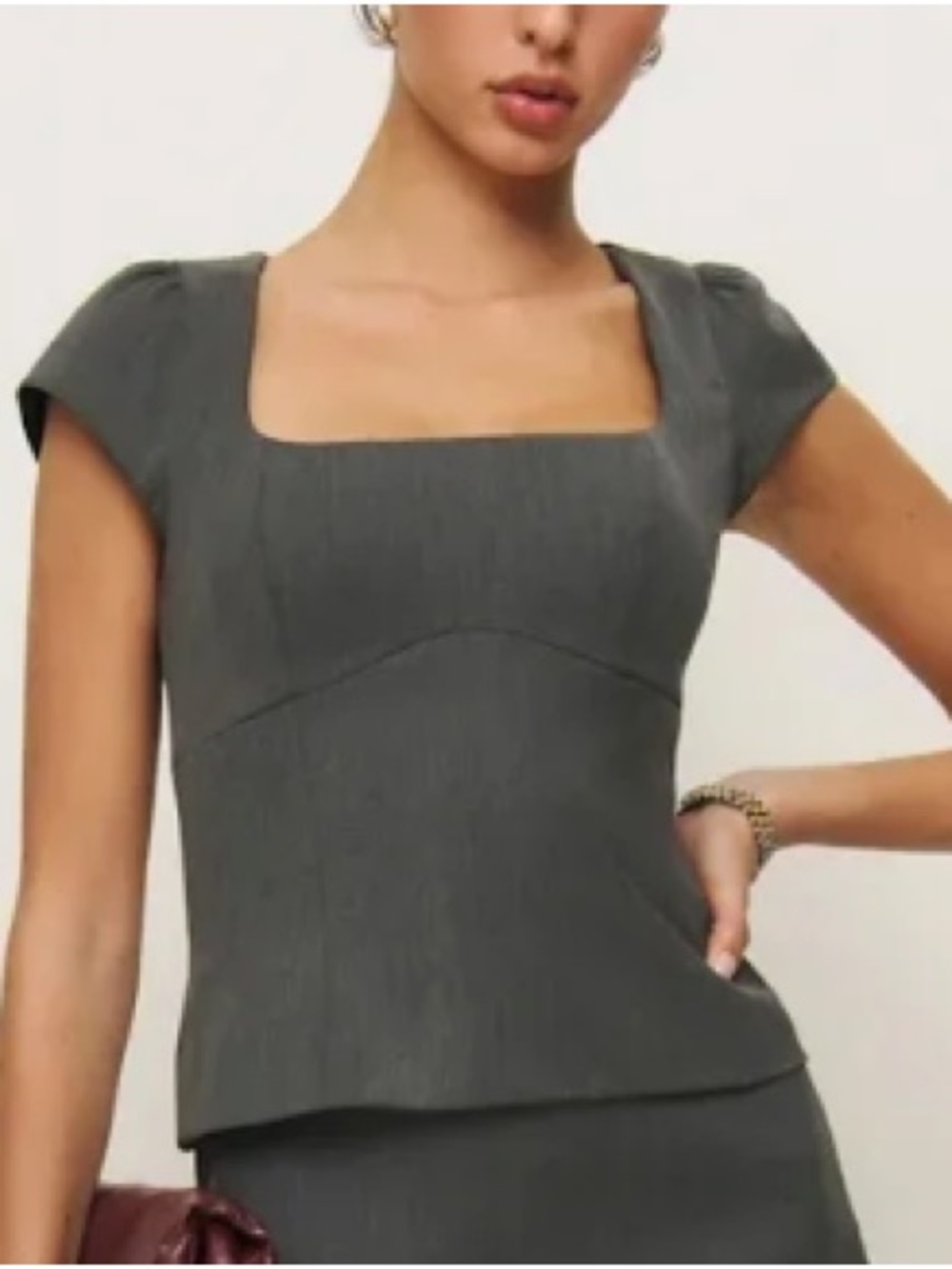 Reformation Maud Two Piece Grey - Top Only size 4